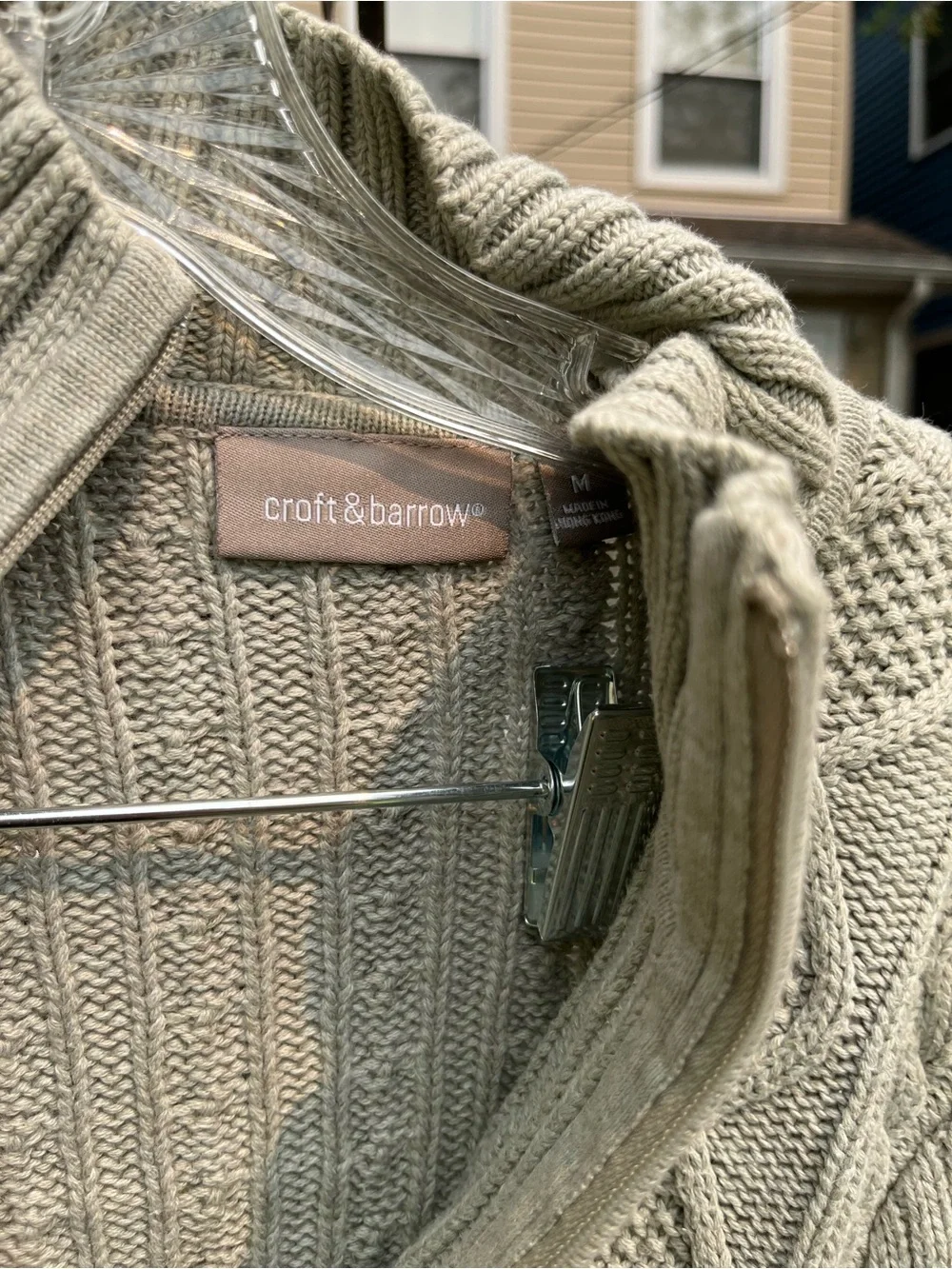 Cable-Knit Quarter-Zip Sweater - Light Gray over size medium men